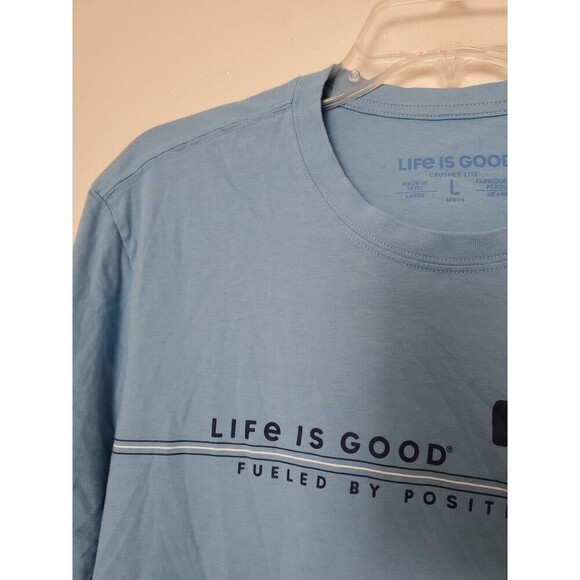 Life Is Good Fueled By Positive Energy Dog Crusher Lite Mens Size L Blue Cotton - Picture 8 of 15